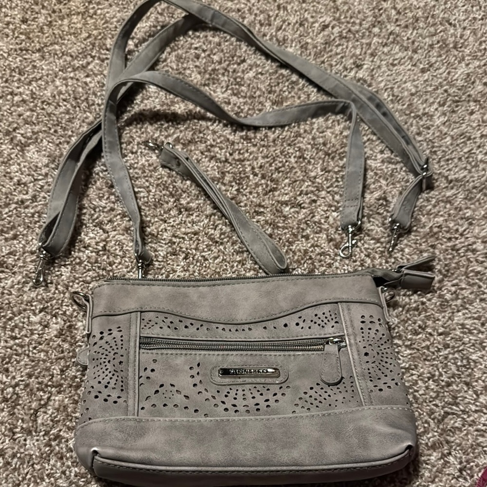 Stone & Co. versatile faux leather gray mini bag w/3 straps - EUC!